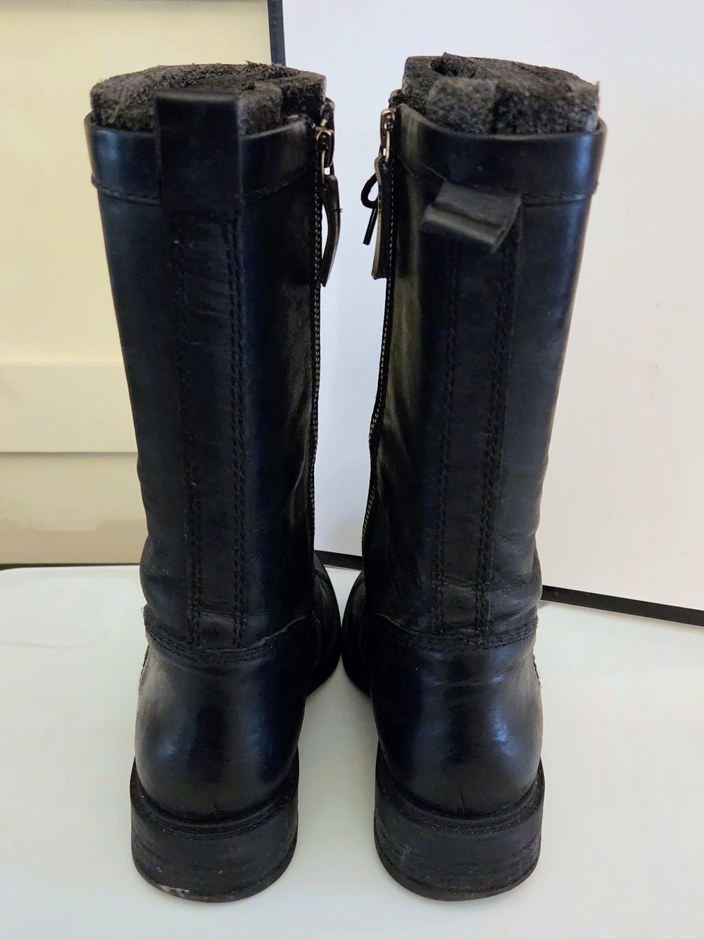 Nine West Black Combat Boots Lace-Up Black Leather Size 7 - Picture 5 of 9
